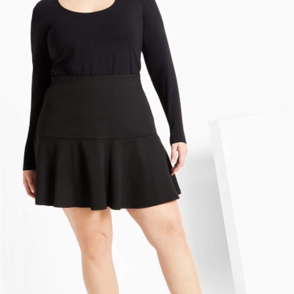 City Chic NWT Black Flared Skirt
